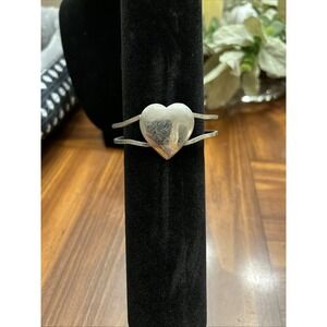 Vintage ID Heart Bangle Bracelet Claw Opening NINA‎ Love RUSS